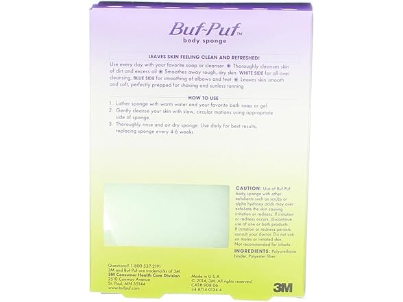 Buf, Puf Double, Sided Body Sponge (Quantity of 5)