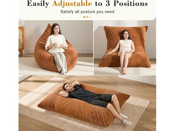 3-in-1 Giant Bean Bag Chair for Adults