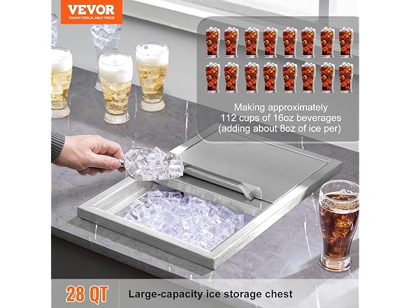 Drop in Ice Chest, 18"L x 12"W x 14.5"H
