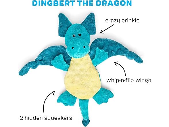 Barkbox Squeaky Dog Toys - Dingbert The Dragon