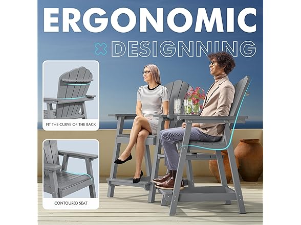 (Set of 2) PatioPerk Tall Adirondack Chairs