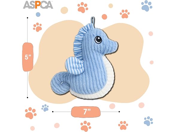 ASPCA 2 Pack Plush Dog Toy with Squeaker, Sea Horse
