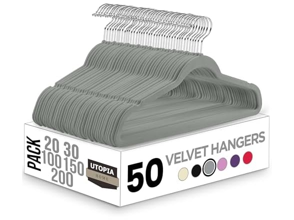 Utopia Home Velvet Hangers 50 Pack