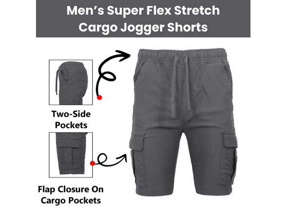 2Pk Mens Super Stretch Cargo Shorts