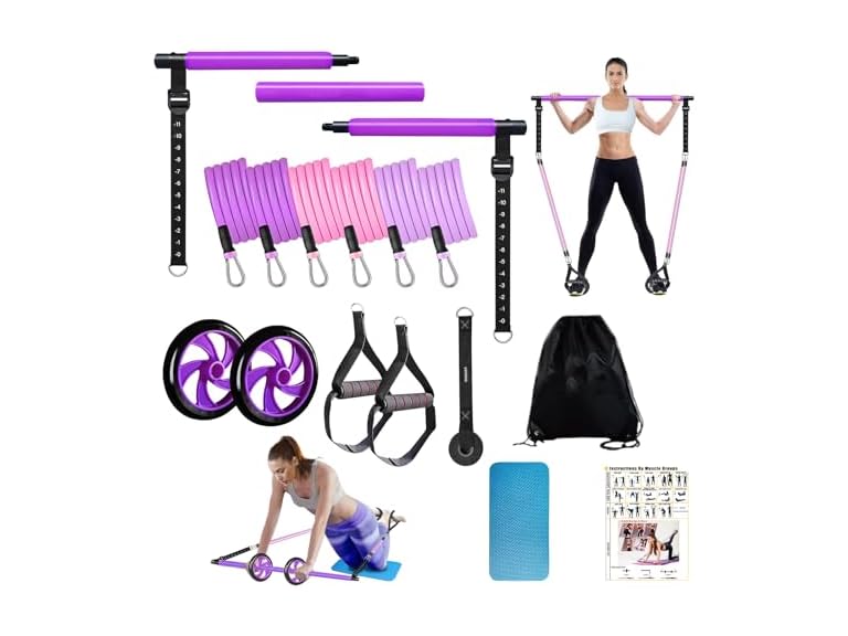 Olodeer BC1753125040001 Pilates Bar Kit with Resistanc