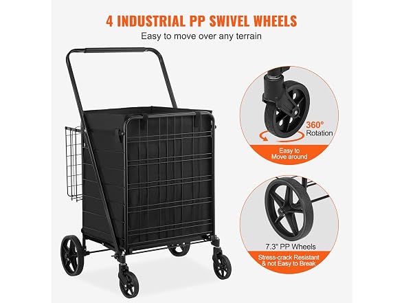 Folding Shopping Cart with Removable Waterproof