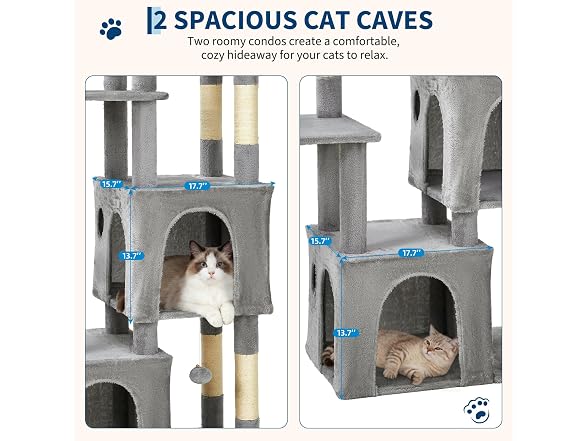 61-Inch Cat Tree for Indoor Cats, Multi-Level