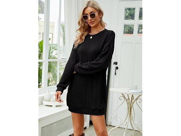 Vimpunec Women Crewneck Cable Knit Sweater Dress