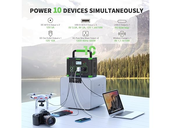EBL EB500 500W Portable Power Station Green