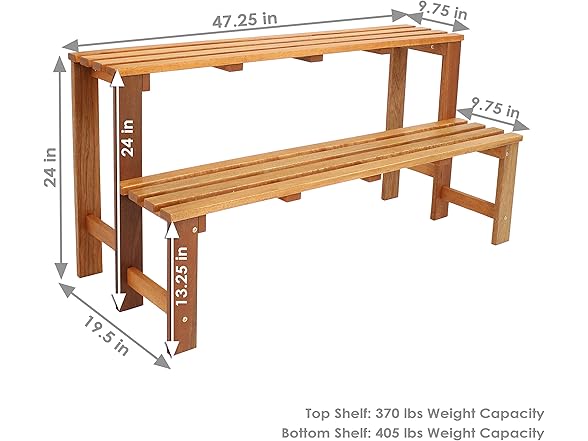 Sunnydaze 2-Tier Meranti Outdoor Wood Plant Stand, 24"