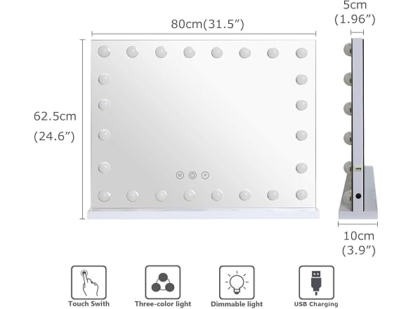 LilyHome 31.5"x 23.6" Vanity Mirror Makeup Mirror