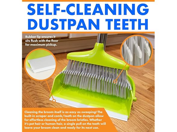 Heavy Duty Broom and Dustpan Combo Set