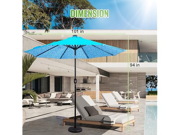 Backyard Expressions 9FT Solar Patio Umbrella Blue