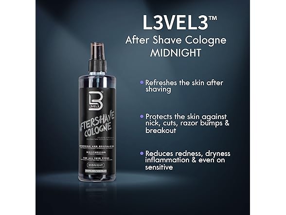 (3 Pack) Level 3 After Shave Spray Cologne, Midnight, 13.5 oz