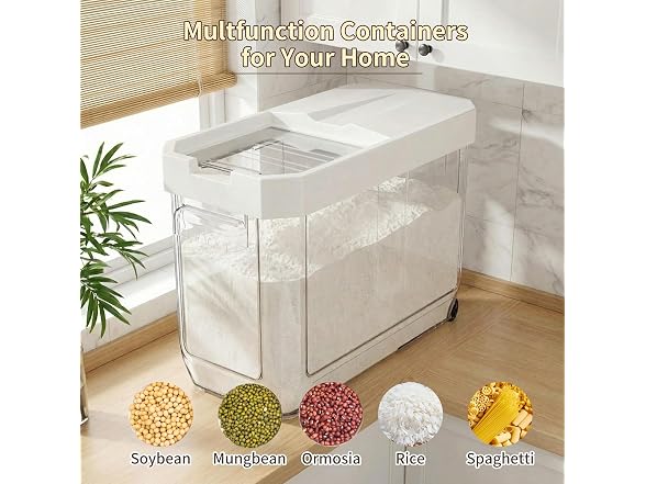 Cetomo 18L*2 Plastic Grains Storage Container(2 Pack)
