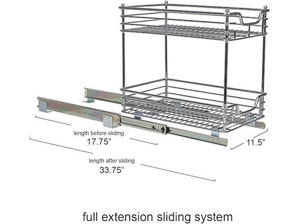  Steel 2-Tier Sliding Under Sink Cabinet Organizer