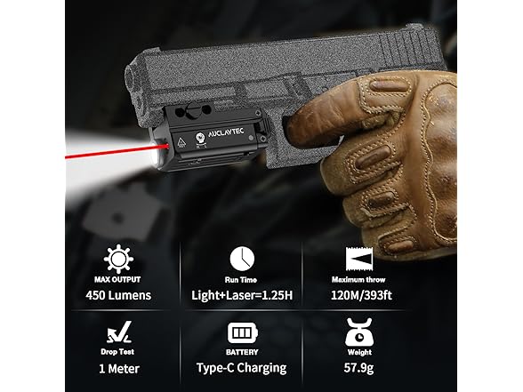 AUCLAYTEC AUCLAYTEC 450 Lumen Pistol Flashlight R
