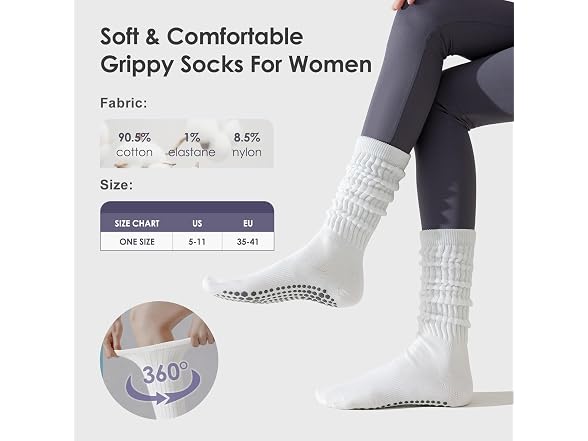 Holaraon Slouch Socks for Women w/Grip