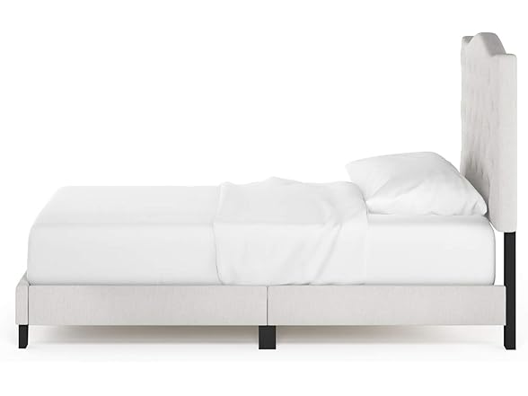 Furinno Lille Button Tufted Bed Frame, Twin