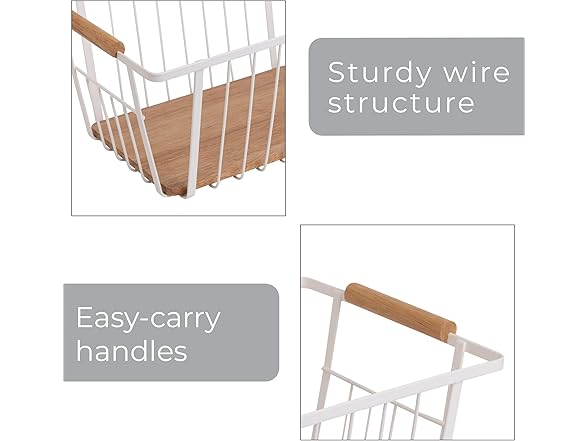 Smart Design Wood and Steel Wire Basket