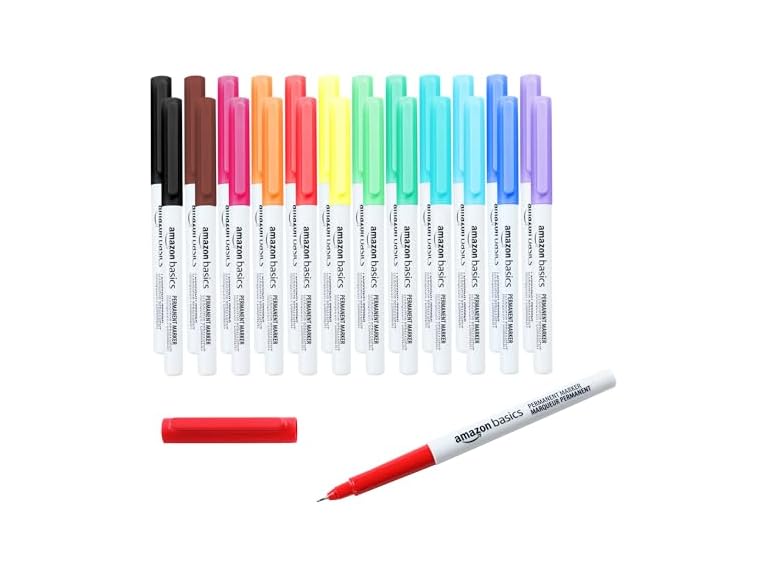 Amazon Basics Permanent Markers, Assorted