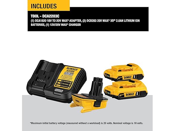 DEWALT DCA2203C20V MAX Battery Adapter Kit