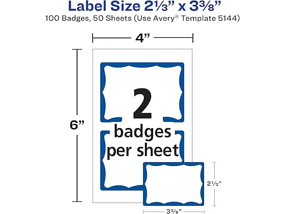 Avery Customizable Name Tags, Pack of 100