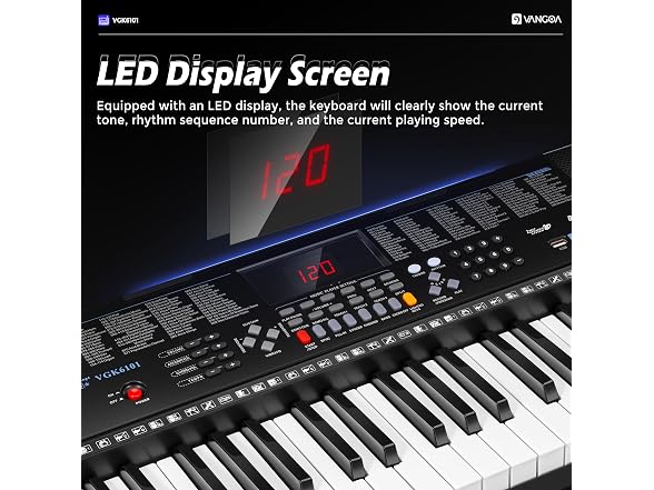 VANGOA Black Electric Keyboard Piano