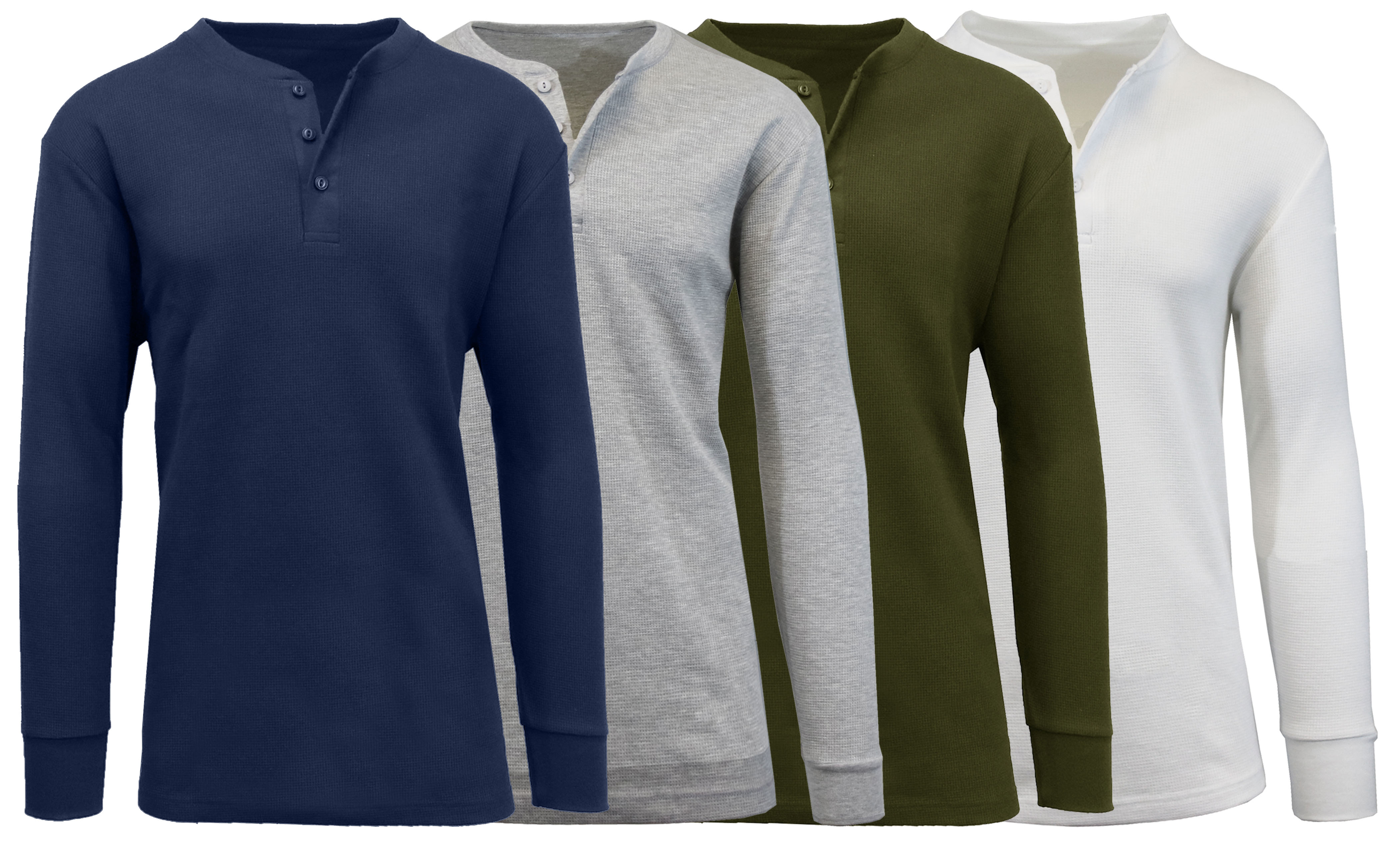 4Pk Mens Waffle-Knit Henley Thermal - Gallery 15