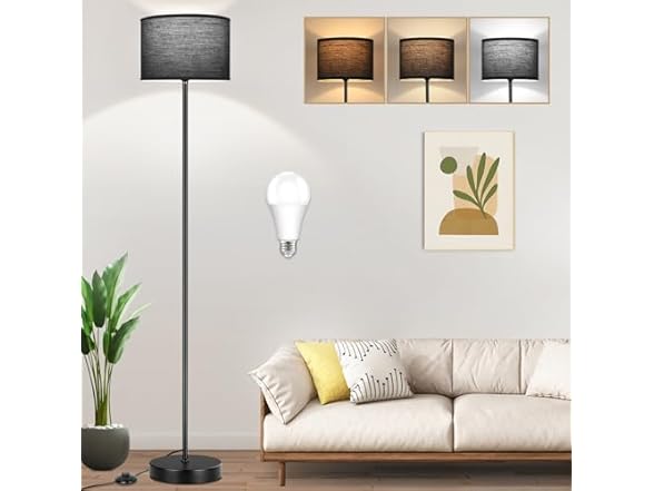 TOBUSA 65’’ Black Floor Lamp with Black Shade