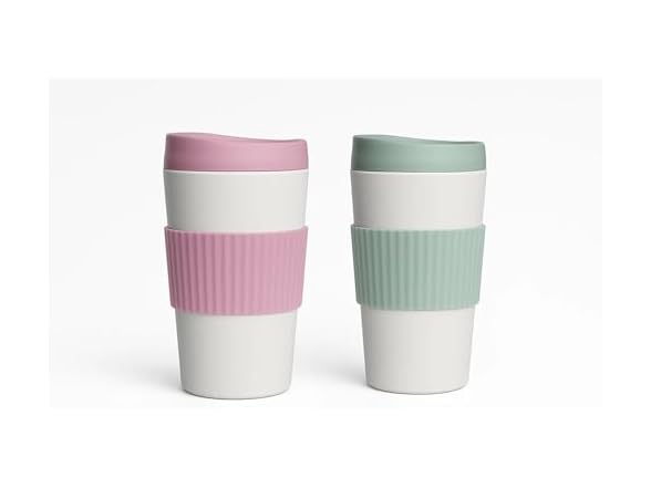 Abode Homewares Mesa Hot Double Wall Travel Tumbler - Pink & Green - 20 oz - Set of 2