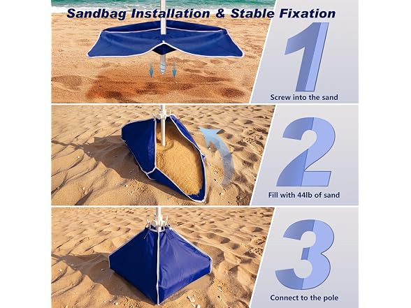 Fisqueen 8FT Large Beach Umbrella