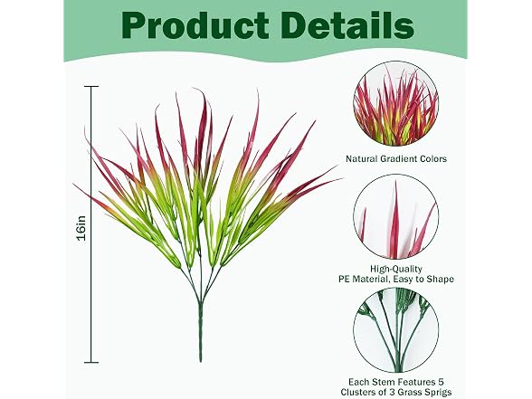 Uieke 12-Bundle Artificial UV Plants