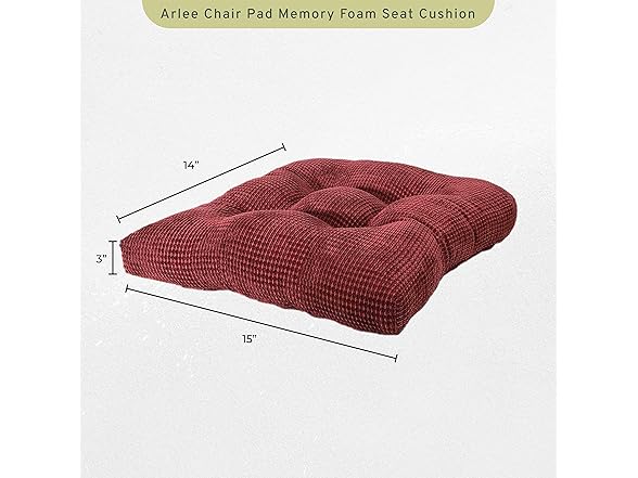 Arlee Burgundy Memory Foam Chair Pad 2Pk