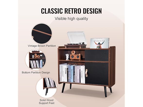 Happybuy Record Player Stand with Power
