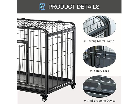 PawHut Folding Design Heavy Duty Metal Dog Cage