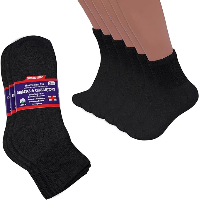 {12-Pairs} Cotton Diabetic Quarter Socks - Gallery 6