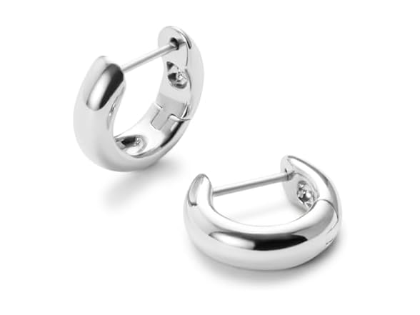Ana Luisa Giulia Huggie Earrings Rhodium