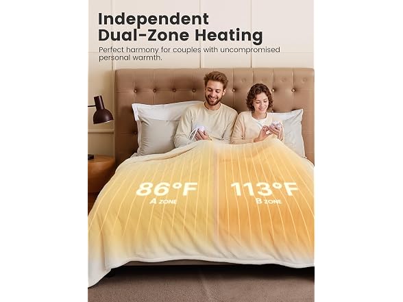 WOOMER White Heated Blanket King Size 100" x 90"