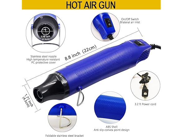Heat Shrink Kit 580Pcs+300W Gun Blue