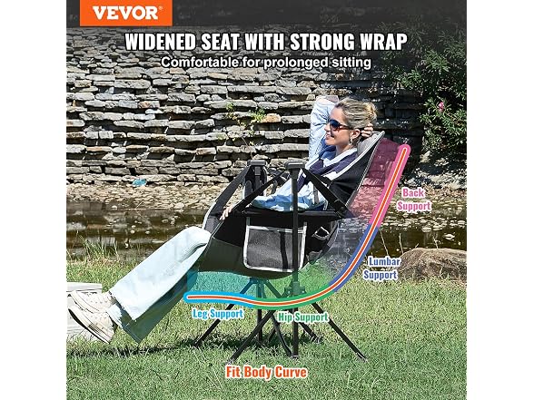 Reclining Camping Chair, 300 lbs Load Camping