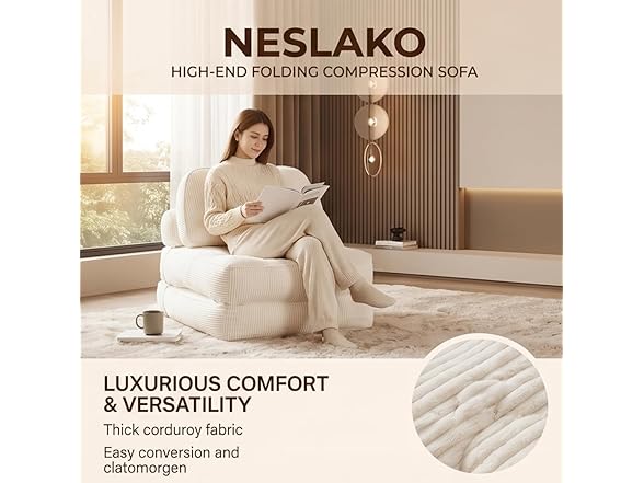 NESLAKO White Folding Sofa Bed