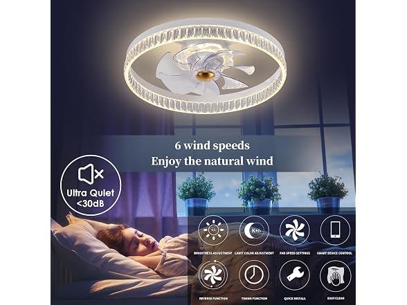 Fszdorj 20‘’ Ceiling Fan with Light, 2024 Ap