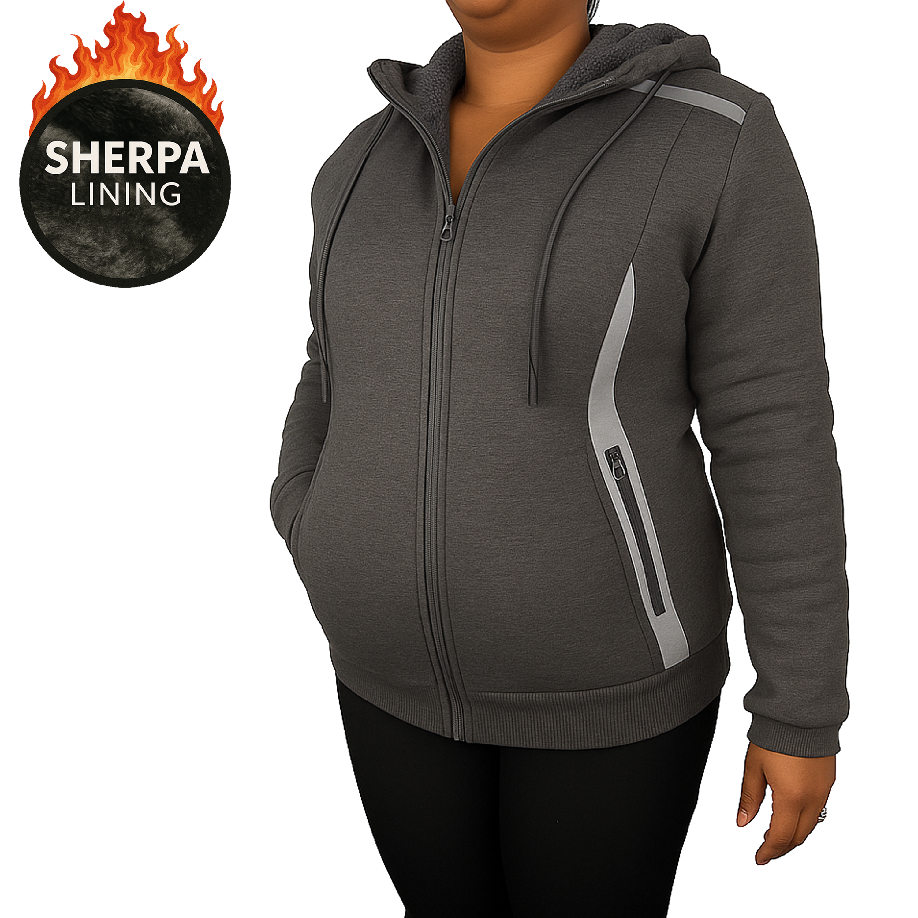 Womens Sherpa Reflective Tech Zip Hoodie - Gallery 22
