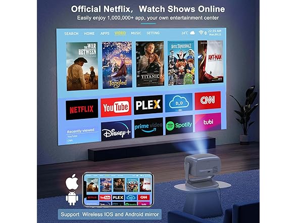 Smart TV 4K Movie Projector | 360 Stand
