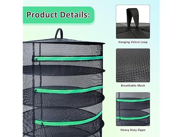 Growsun 8-Layer Herb Drying Rack, 2ft