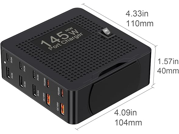 QIONMAR 145W 10-Ports USB-C Charging Station