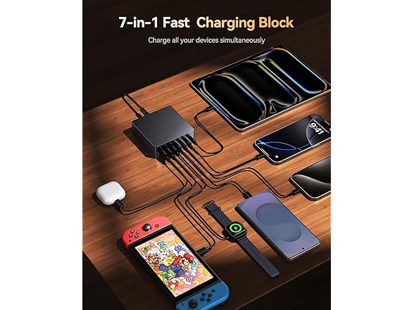 140W USB C Charger Block | GaN3 7 Ports