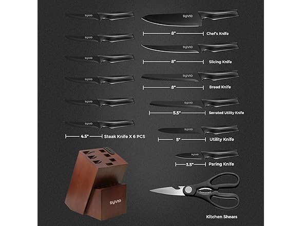 syvio 15 Pcs Kitchen Knife Set