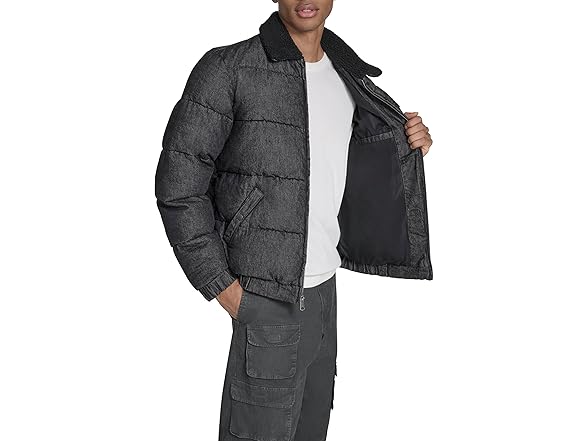 Levis Mens Quilted Depot Jacket w Sherpa Collar (M)